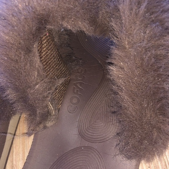 Women's CoFace Brown Fur Slipper Sandals with Rubber Soles - Picture 9 of 12
